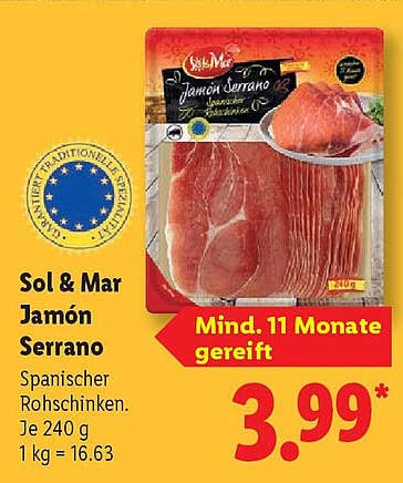 Sol & Mar Jamón Serrano - Spanischer Rohschinken 240 g