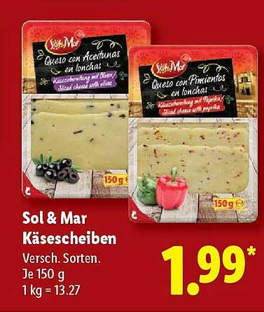 Sol & Mar Käse Scheiben - Verschiedene Sorten