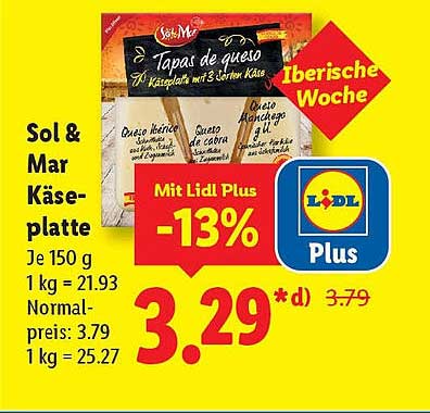 Sol & Mar Käseplatte – Tapas de queso mit 3 Sorten Käse