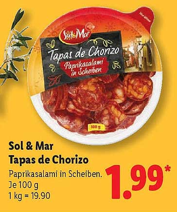 Sol & Mar Tapas de Chorizo - Paprikasalami in Scheiben