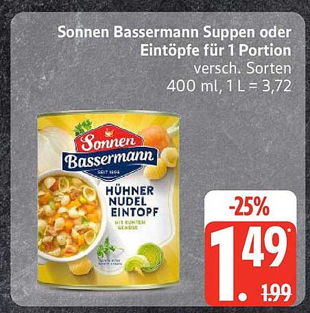 Sonnen Bassermann Suppen oder Eintöpfe für 1 Portion