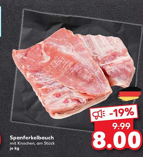 Spanferkelbauch mit Knochen, am Stück je kg
