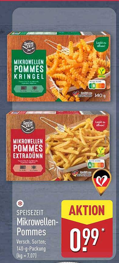 SPEISEZEIT Mikrowellen-Pommes in verschiedenen Sorten, 140-g-Packung
