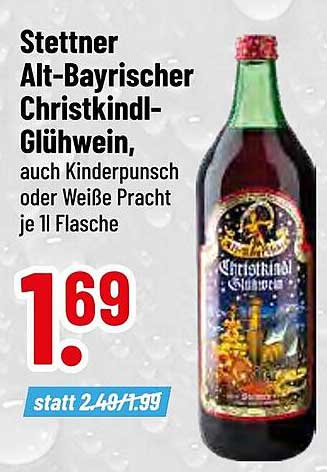 Stettner Alt-Bayrischer Christkindl-Glühwein, auch Kinderpunsch oder Weiße Pracht je 1l Flasche