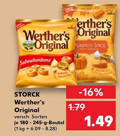STORCK Werther's Original Sahnebonbons 180-245g Beutel