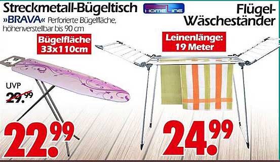 Streckmetall-Bügeltisch »BRAVA« und Flügel-Wäscheständer