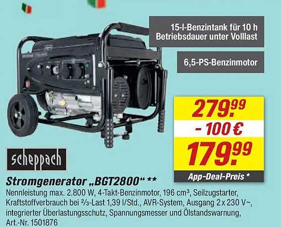 Stromgenerator "BGT2800" von Scheppach