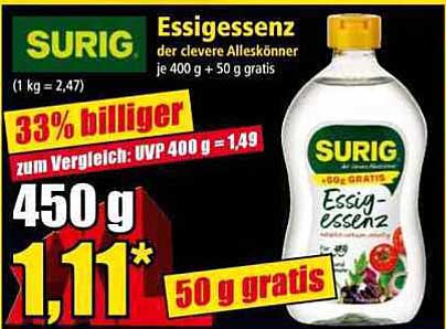SURIG Essigessenz 450 g (inkl. 50 g gratis)