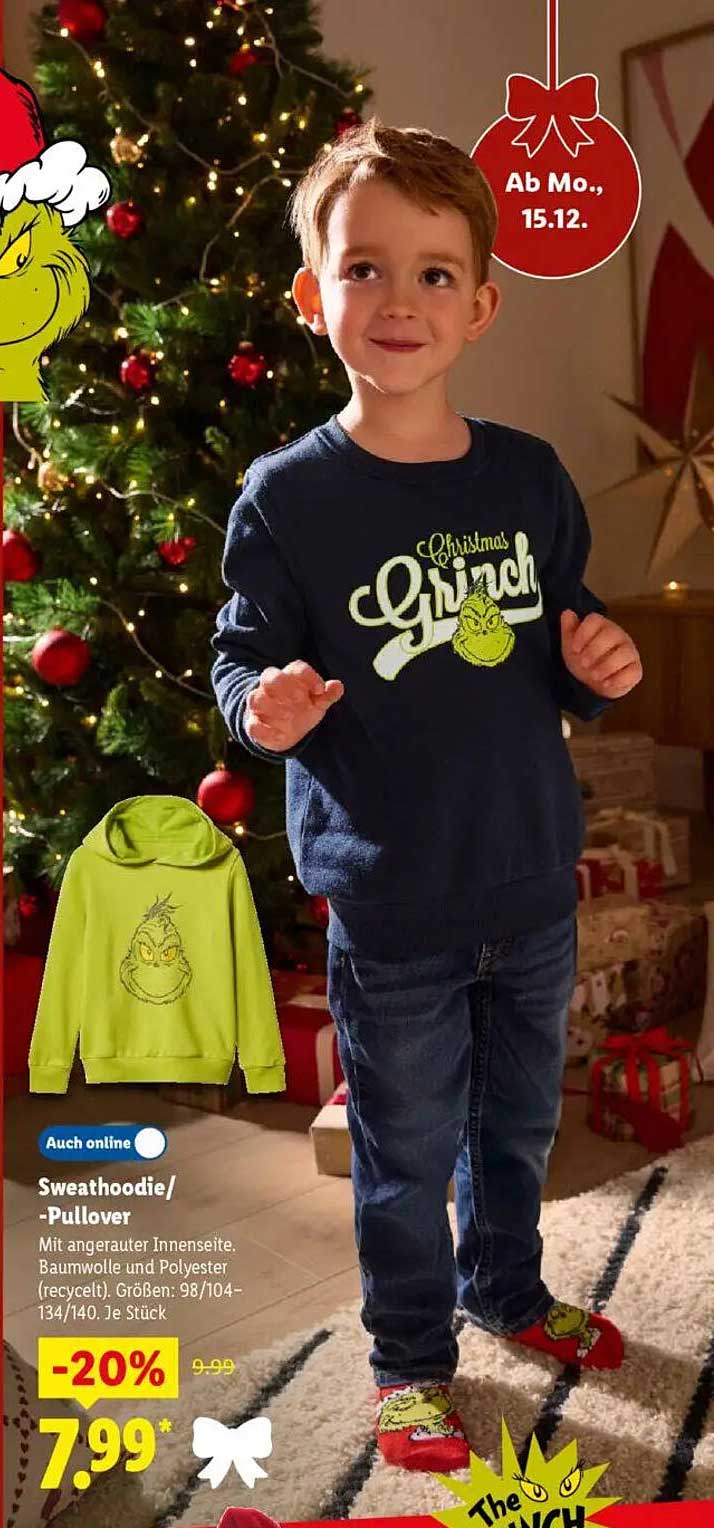 Sweathoodie/-Pullover mit Grinch-Motiv