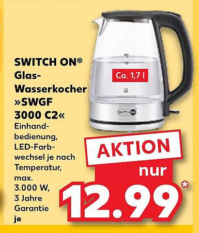 SWITCH ON® Glas-Wasserkocher »SWGF 3000 C2«