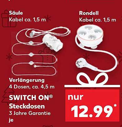 SWITCH ON® Steckdosen – Verlängerung mit 4 Dosen