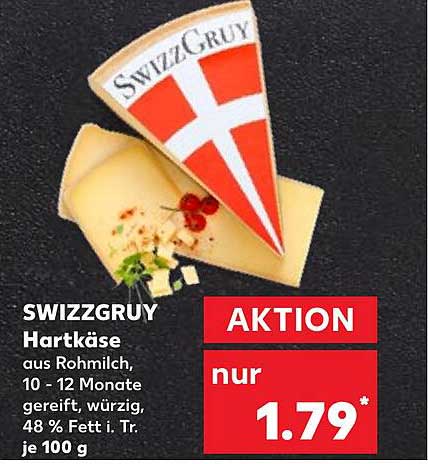 SWIZZGRUY Hartkäse aus Rohmilch, 10 - 12 Monate gereift, würzig, 48 % Fett i. Tr. je 100 g