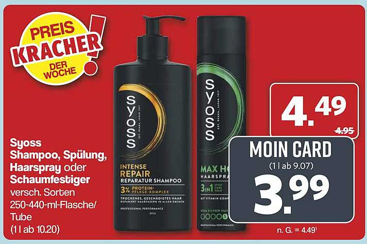 Syoss Shampoo, Spülung, Haarspray oder Schaumfestiger - verschiedene Sorten