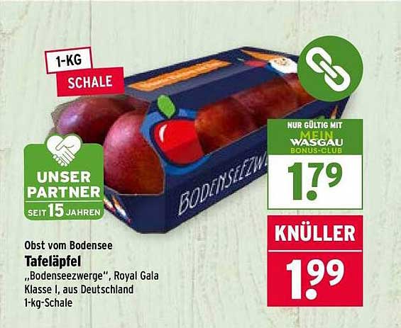 Tafeläpfel „Bodenseezwerge“, Royal Gala Klasse I, aus Deutschland, 1-kg-Schale