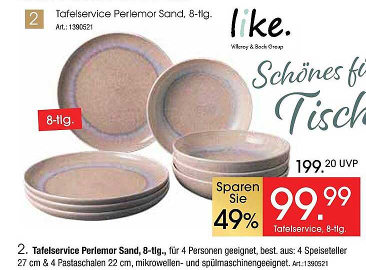 Tafelservice Perlemor Sand, 8-tlg.