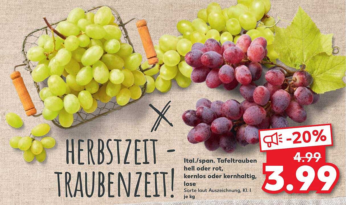 Tafeltrauben hell oder rot, kernlos oder kerngesund, lose