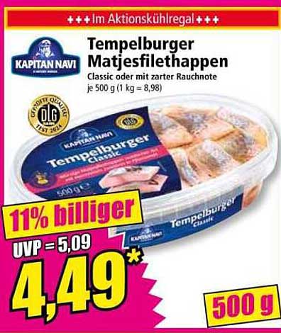 Tempelburger Matjesfilethappen Classic oder mit zarter Rauchnote 500 g