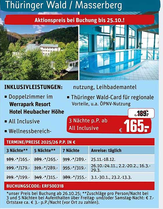 Thüringer Wald / Masserberg – 3 Nächte All Inclusive für nur 165€
