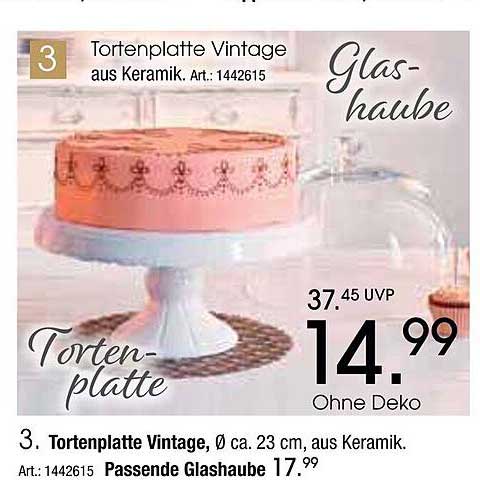 Tortenplatte Vintage aus Keramik, Ø ca. 23 cm