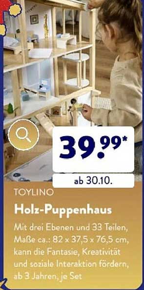 TOY LINO Holz-Puppenhaus