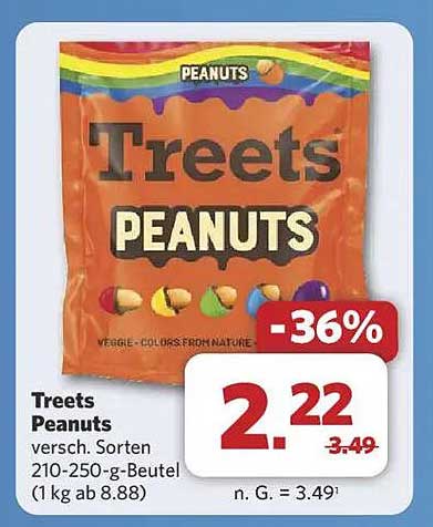 Treets Peanuts - Verschiedene Sorten, 210-250 g-Beutel