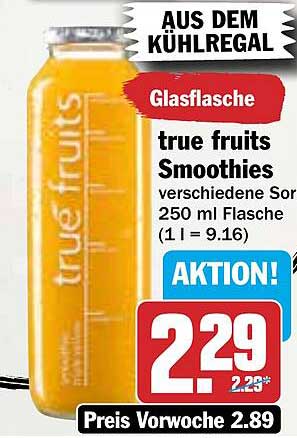 true fruits Smoothies 250 ml Glasflasche - versch. Sorten