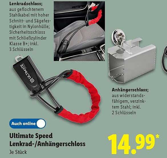 Ultimate Speed Lenkrad-/Anhängerschloss