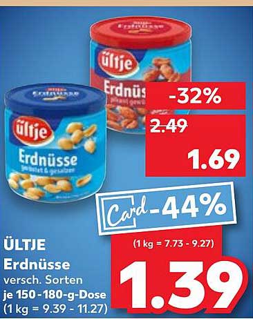 ÜLTJE Erdnüsse verschiedene Sorten je 150-180-g-Dose
