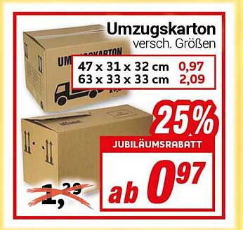 Umzugskarton - verschiedene Größen ab 0,97 €
