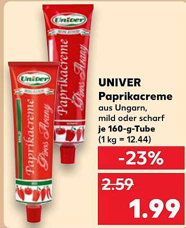UNIVER Paprikacreme aus Ungarn, mild oder scharf je 160-g-Tube