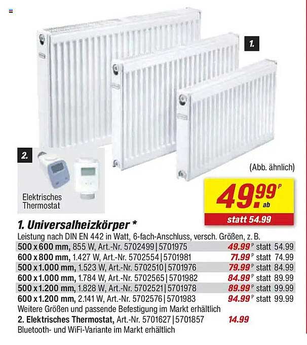 Universale Heizkörper - Leistung nach DIN EN 442