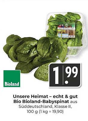Unsere Heimat – echt & gut Bio Bioland-Babyspinat aus Süddeutschland, 100 g