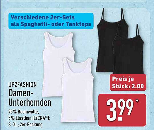UP2FASHION Damen-Unterhemden im 2er-Pack