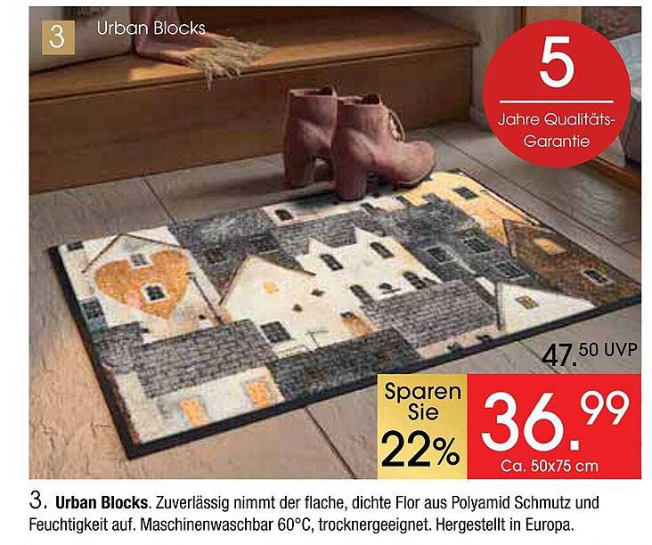Urban Blocks Fußmatte 50x75 cm