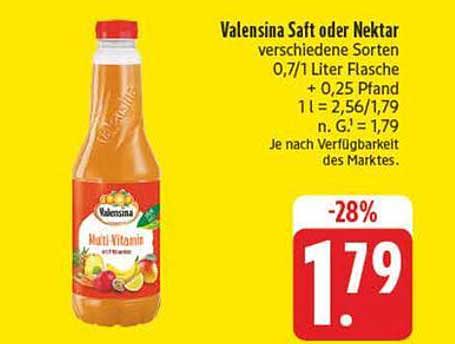Valensina Saft oder Nektar verschiedene Sorten 0,7/1 Liter Flasche