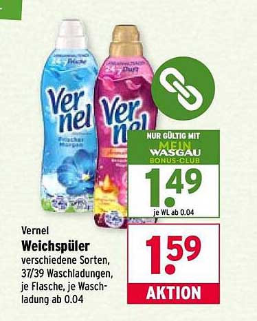 Vernel Weichspüler verschiedene Sorten, 37/39 Waschladungen, je Flasche