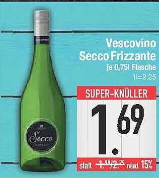 Vescovino Secco Frizzante je 0,75l Flasche