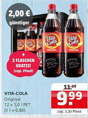 VITA-COLA Original 12 x 1,0 l PET (1 l = 0,83)