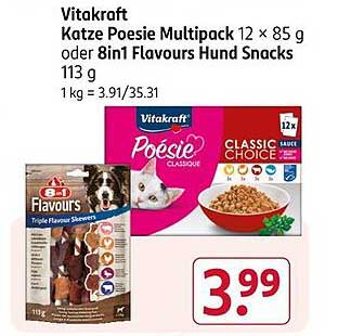 Vitakraft Katze Poesie Multipack 12 x 85 g oder 8in1 Flavours Hund Snacks 113 g