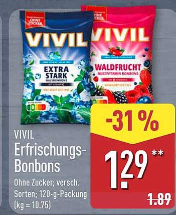 VIVIL Erfrischungs-Bonbons 120 g, verschiedene Sorten