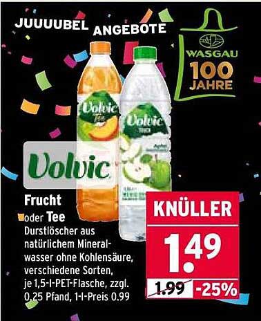 Volvic Frucht oder Tee - Durstlöscher aus natürlichem Mineralwasser
