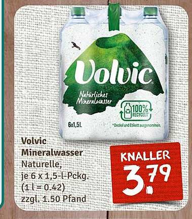 Volvic Mineralwasser Naturelle, je 6 x 1,5-L-Pckg.