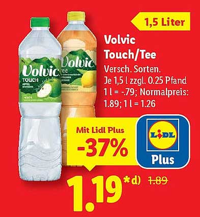 Volvic Touch/Tee 1,5 Liter - Erfrischende Genussvielfalt