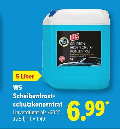 W5 Scheibenfrostschutzkonzentrat 5 Liter