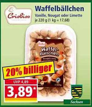 Waffelbällchen Vanille, Nougat oder Limette je 220 g