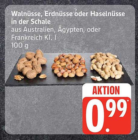 Walnüsse, Erdnüsse oder Haselnüsse in der Schale