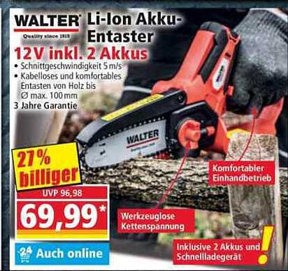 WALTER Li-Ion Akku-Entaster 12V inkl. 2 Akkus