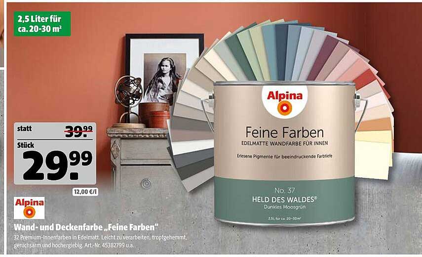 Wand- und Deckenfarbe „Feine Farben“ von Alpina