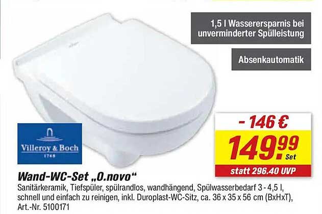 Wand-WC-Set „O.novo“ von Villeroy & Boch