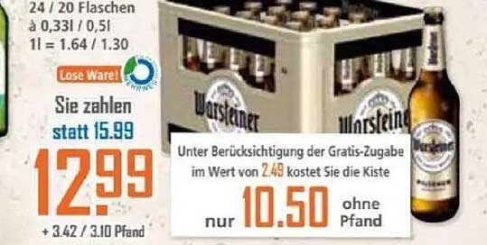 Warsteiner Bierkasten 24 Flaschen à 0,33 l / 0,5 l